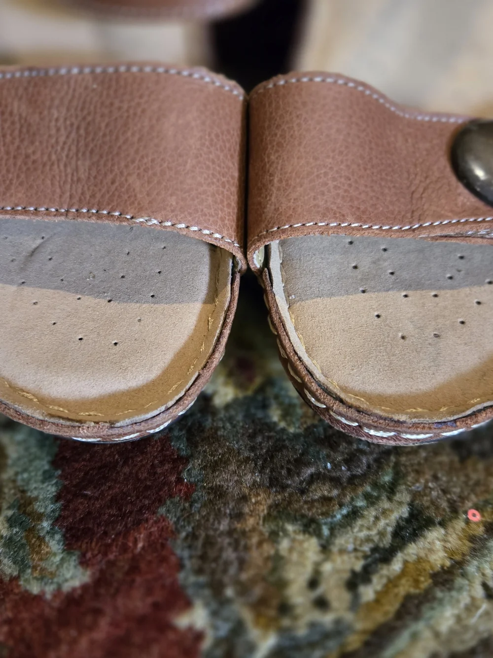 Softspots Tan and Brown Leather Slip-On Sandal